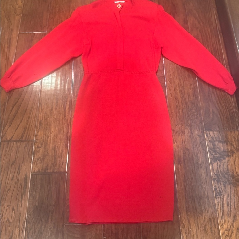 St. John Vibrant Red Long Sleeve Dress​​ - Picture 2 of 7